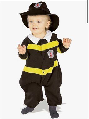 Rubies Firefighter Baby Costume EZ-On Romper Set Infant Size 6-12 Months